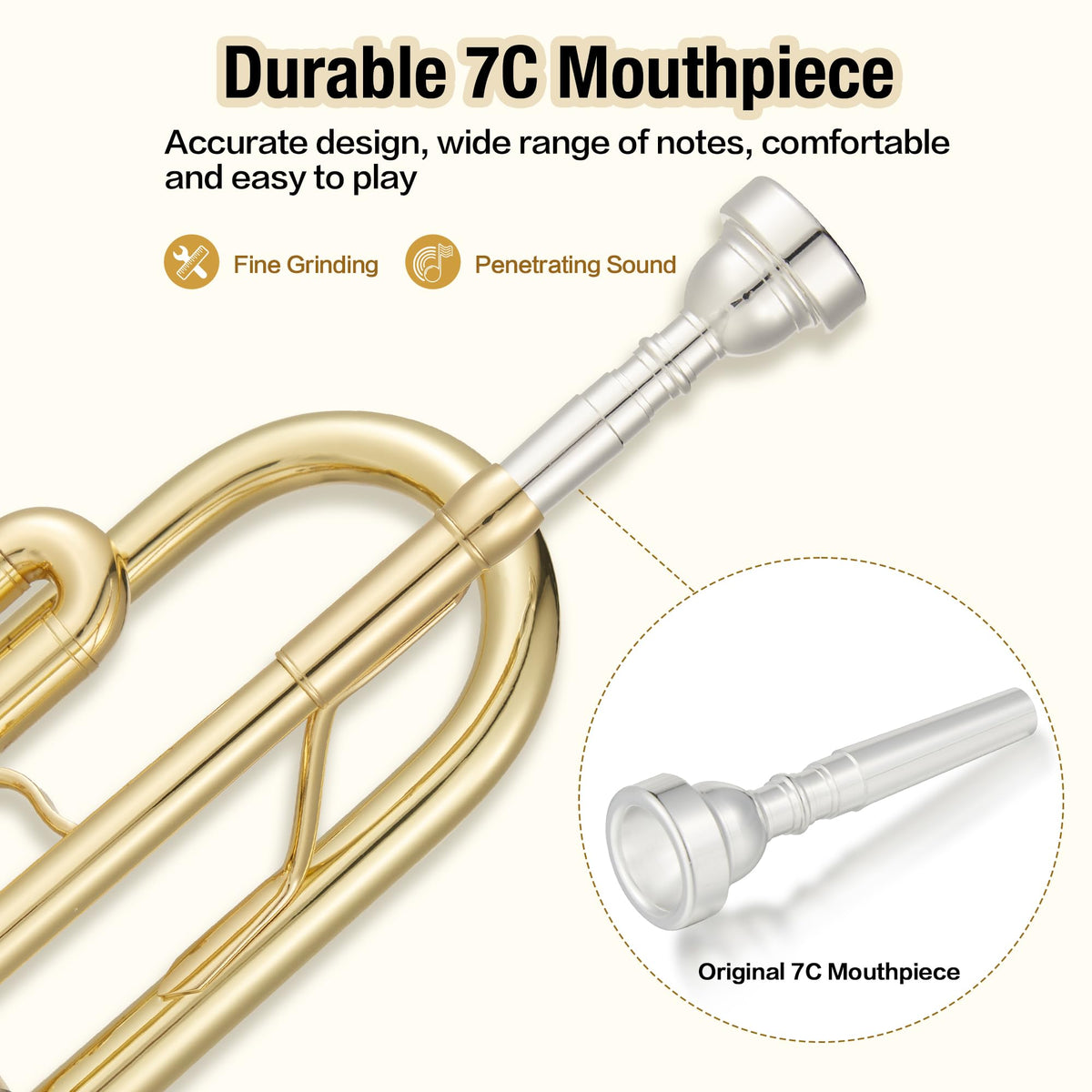 Brass Standard Trumpets with Bag, Mouthpiece, Strap, Gloves, Cleaning Cloth, Trumpet Oil X606560