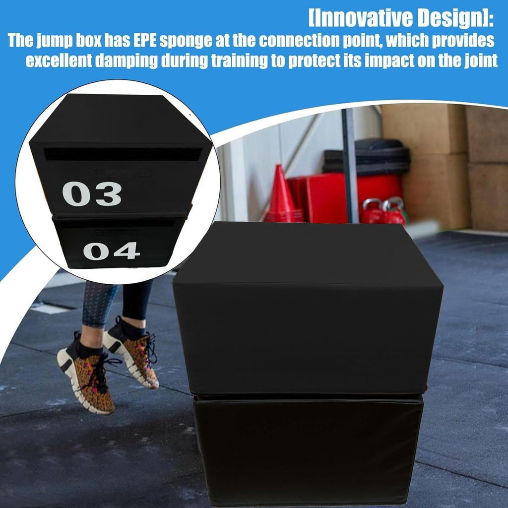 4-in-1 Foam Jumping Exercise Box Non-slip PU Leather Cover X27004