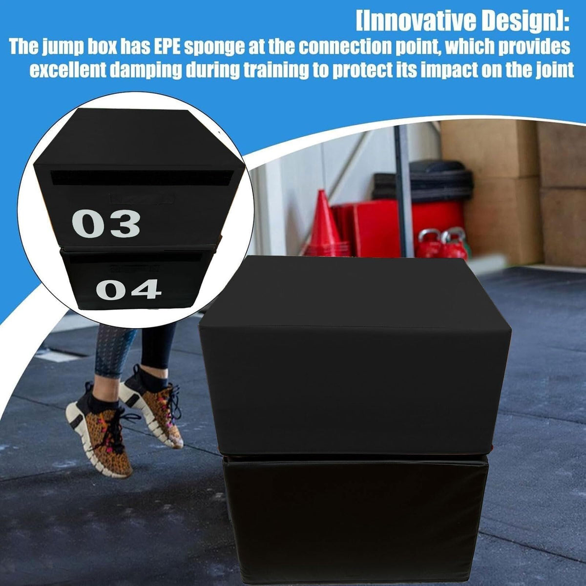 4-in-1 Foam Jumping Exercise Box Non-slip PU Leather Cover X27004