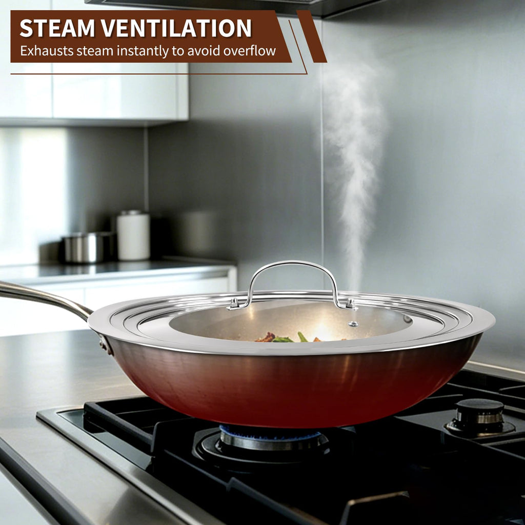 15 Inch Universal Lid for Pots Pans and Skillets, Stainless Steel Tempered Glass Z584