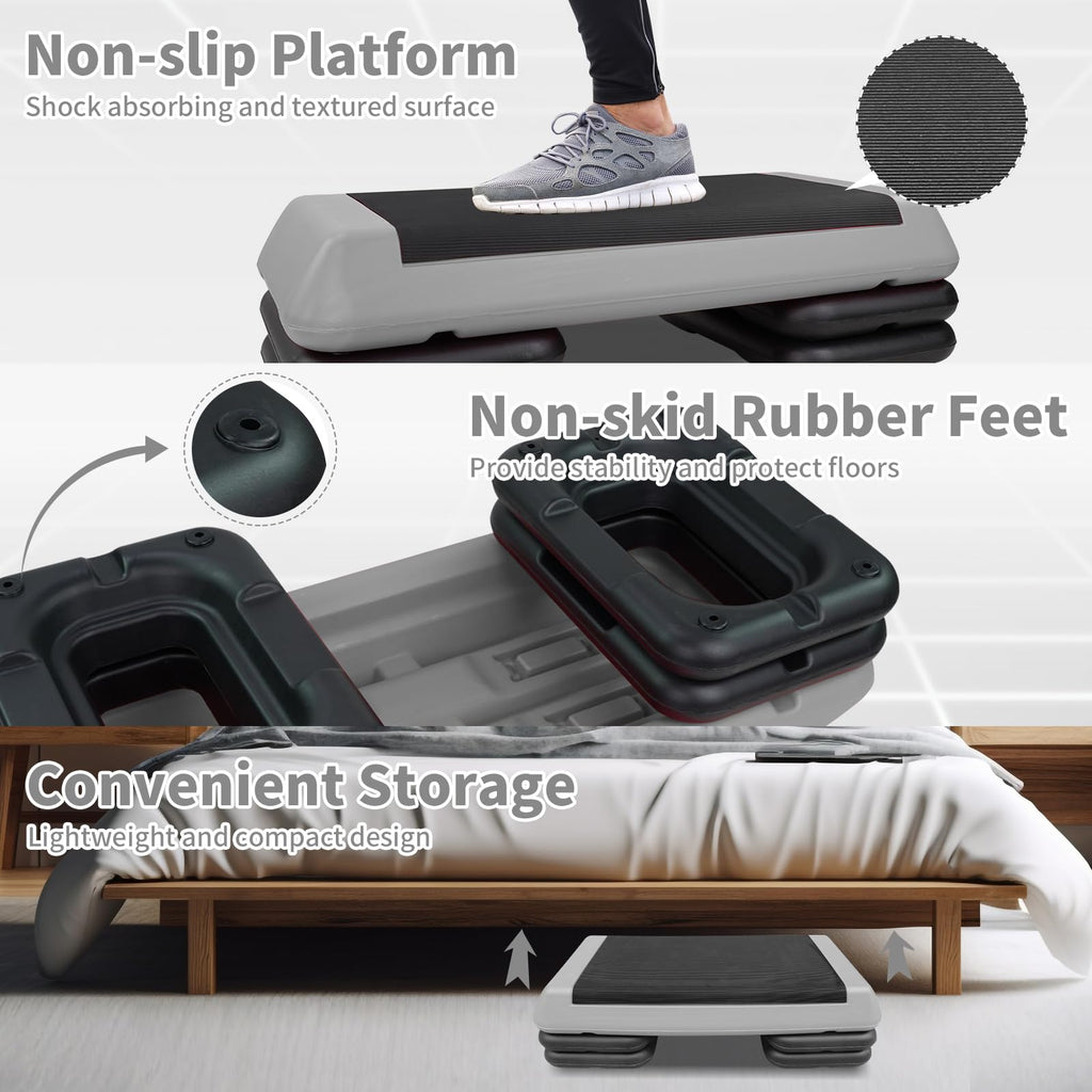 Adjustable Aerobic Stepper with 4 Risers Y10530