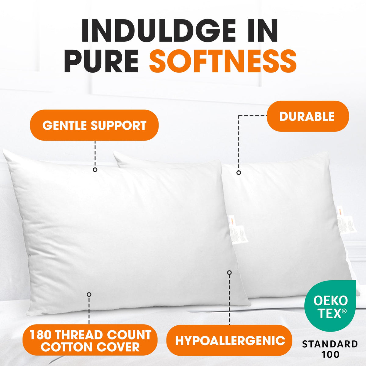 King Size Down Alternative Bed Pillows Set of 2 T117861