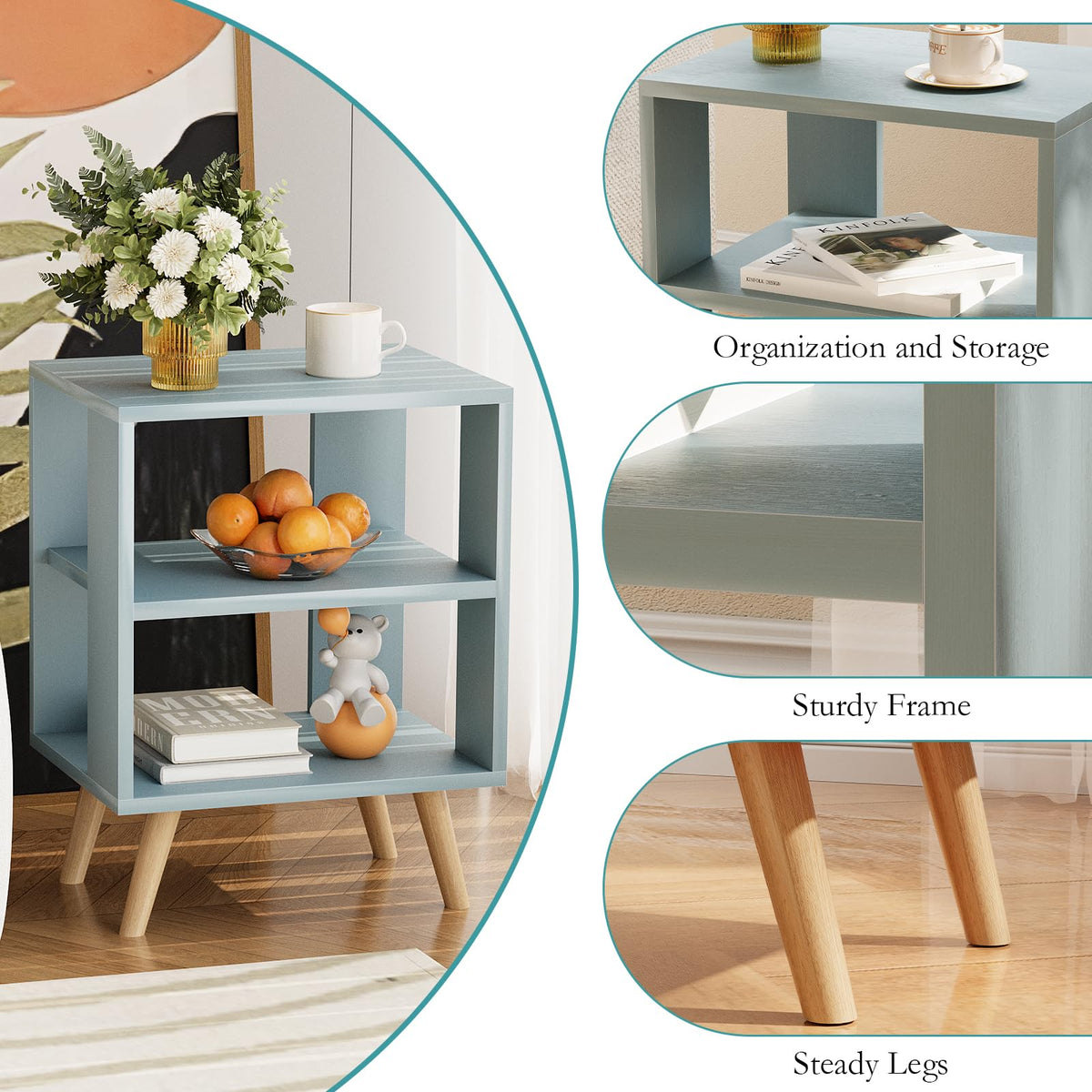 Blue 2-Tier Kids Nightstand I7376