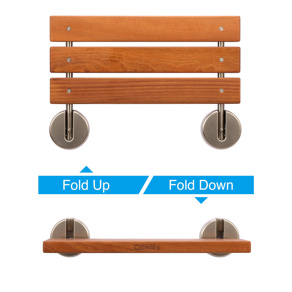 20" Teak Folding Shower Seat Wall Mount M7661