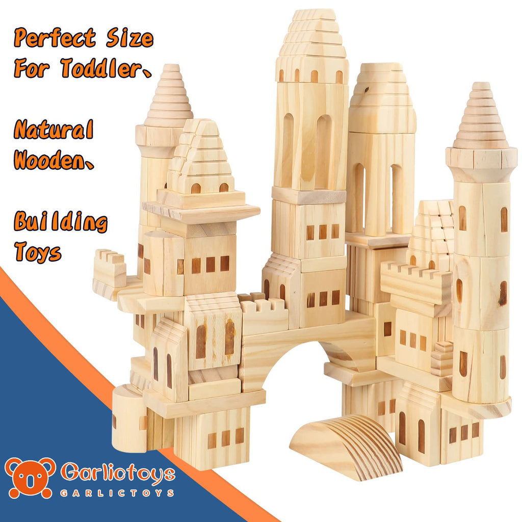 75 Pieces Wooden Castle Building Blocks U9516