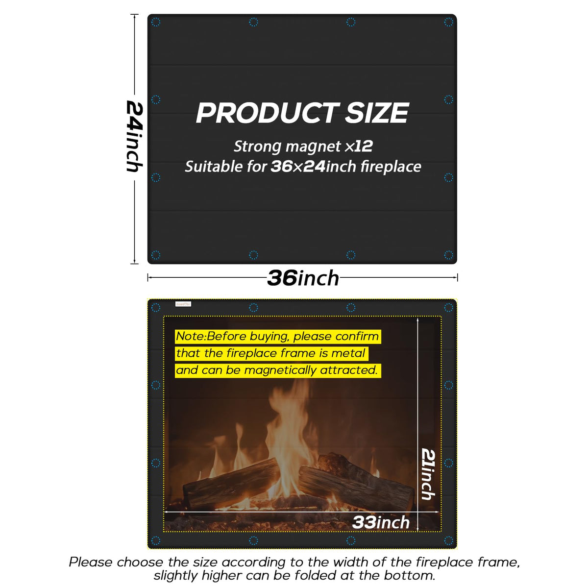 Magnetic Fireplace Cover 36x24 Inch H77770