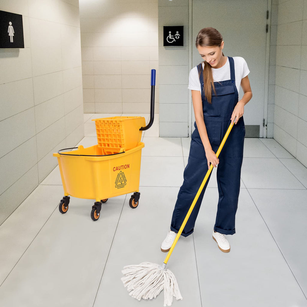 Yellow 35 Quart Commercial Mop Bucket with Wringer O557
