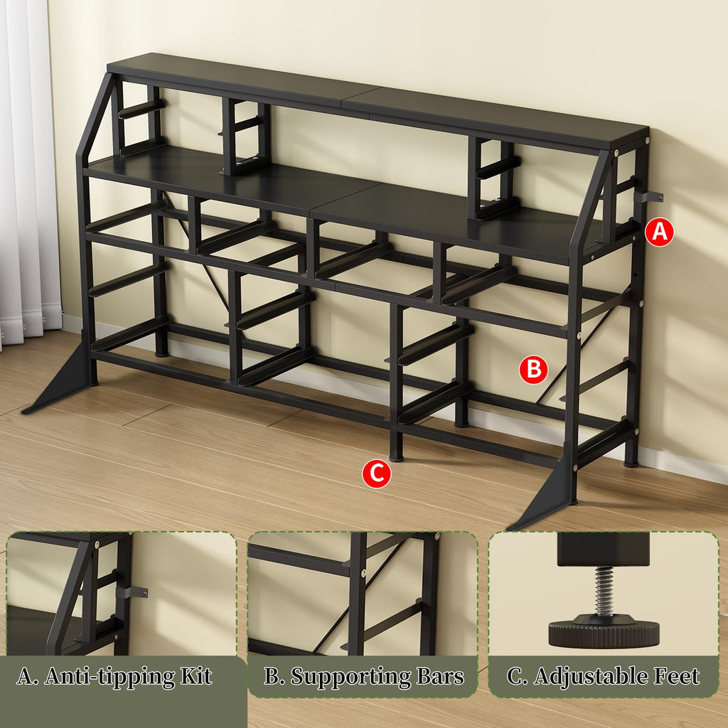 55" Black 14 Drawer Fabric Dresser with Open Shelf M112085