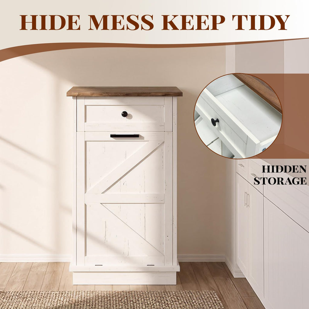 10 Gallon Tilt Out Trash Cabinet with Storage Drawer E616
