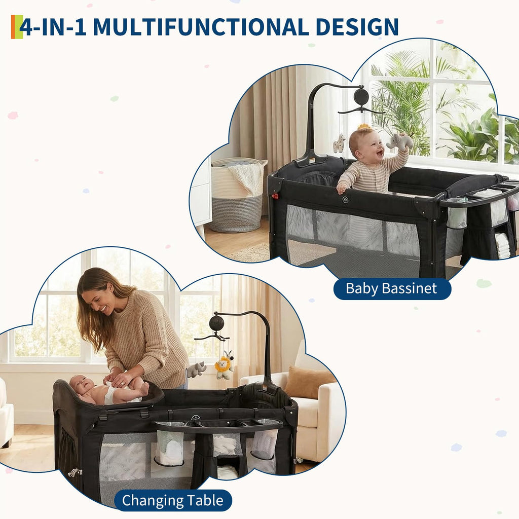 4 in 1 Pack and Play with Bassinet, Changing Table, Playpen and Carry Bag N22969
