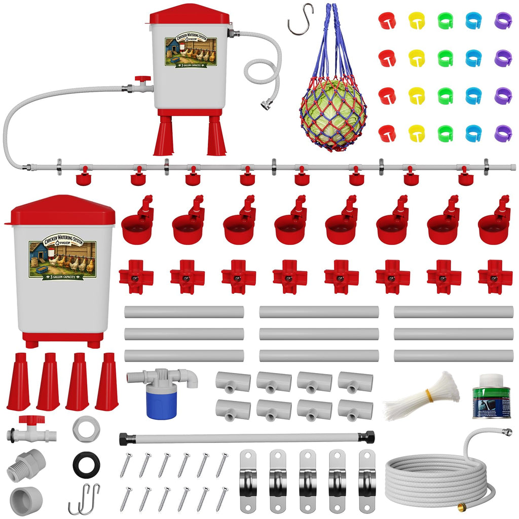 3 Gallon Automatic Chicken Waterer with 8 Cups and 8 Nipples K79864