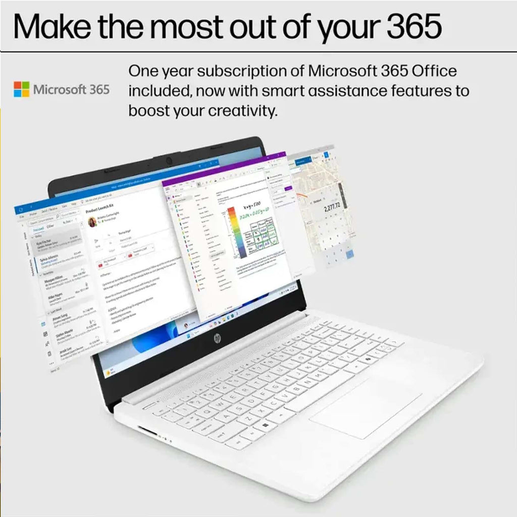 14 Inch Laptop, Intel Celeron N4500, 4GB RAM, 128GB Storage, Windows 11 S, Snowflake White M154492
