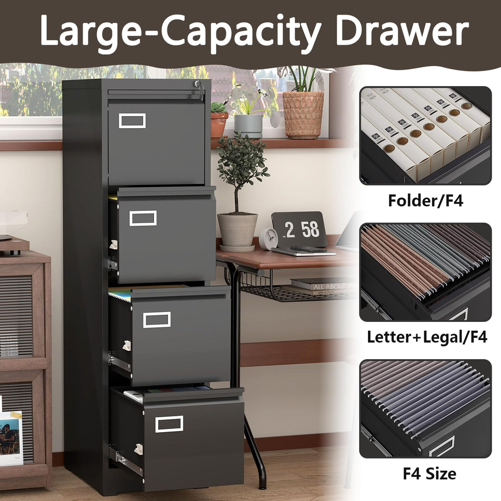 4 Drawer Metal File Cabinet with Lock K872074