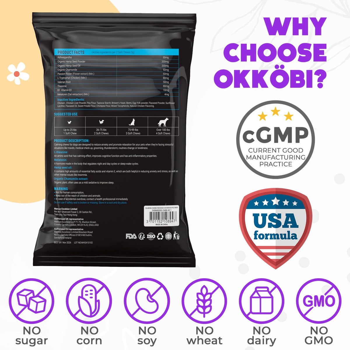 Chicken Flavor 60 Count Calming Chews for Dogs W429467