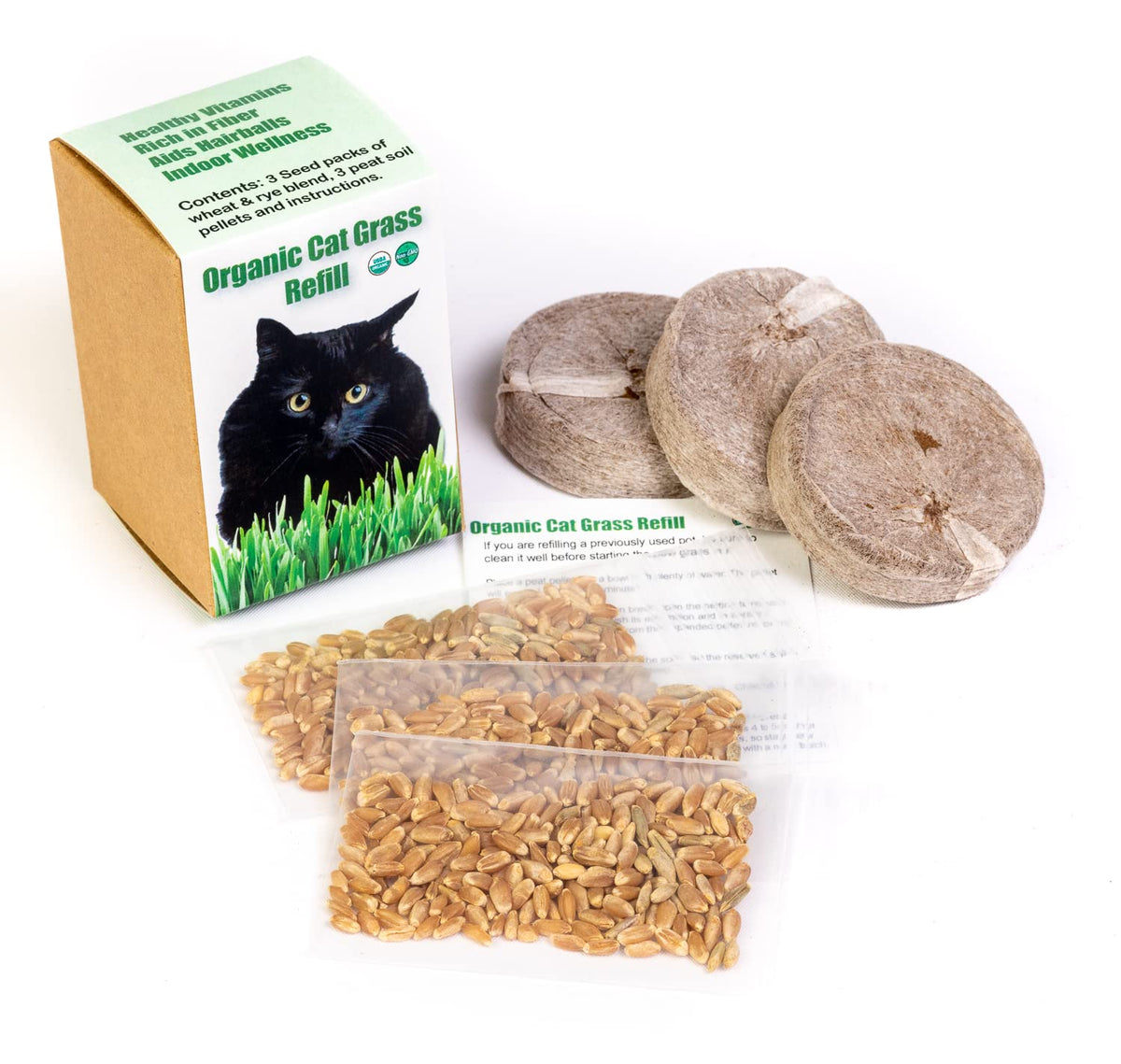 Cat Grass Refill Kit, 3 Pack, Certified Organic S680730
