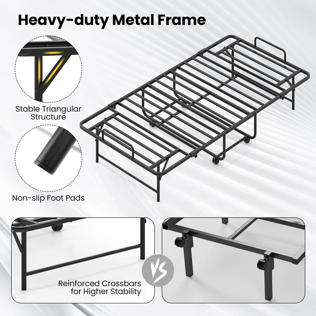 Twin Folding Bed with Memory Foam Mattress H157