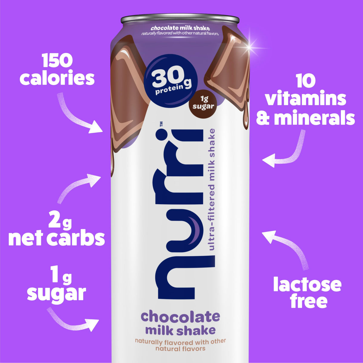 30g Protein Chocolate Lactose Free Milk Shake 12 Cans A875