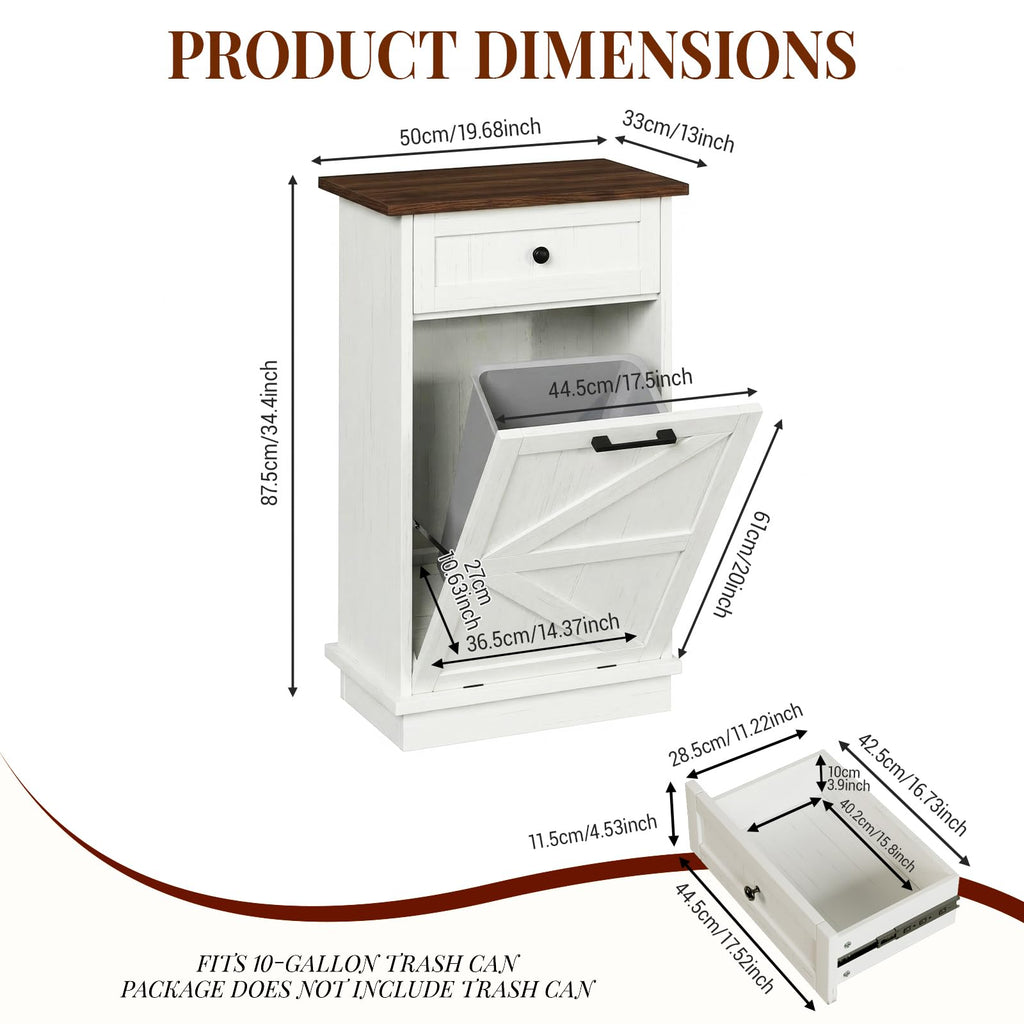10 Gallon Tilt Out Trash Cabinet with Storage Drawer E616