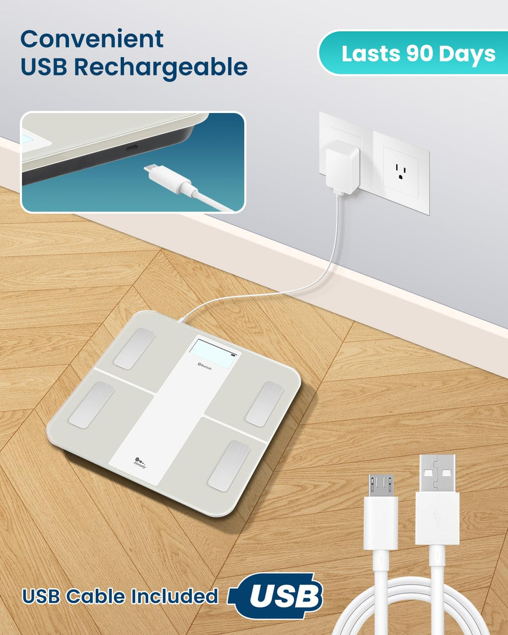 USB Rechargeable Digital Bathroom Scale W9629
