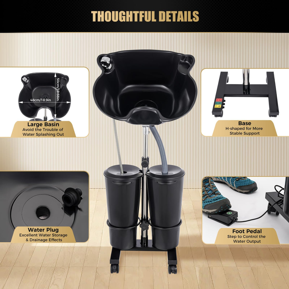 Electric Double Bucket Salon Sink Portable Shampoo Bowl X794493