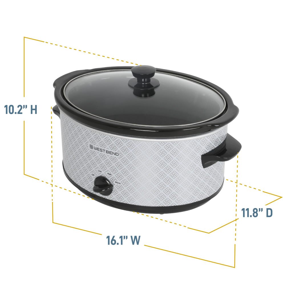 6-Quart Slow Cooker with Ceramic Crockpot and Glass Lid Q53907