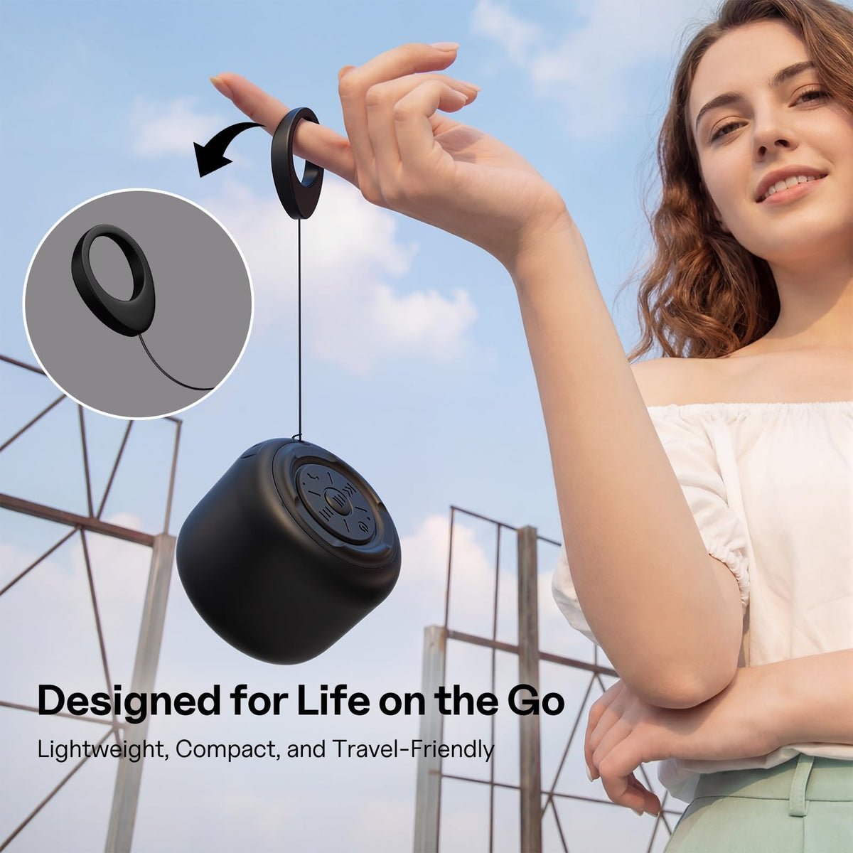 Portable Bluetooth Speakers with Strap Black S637220