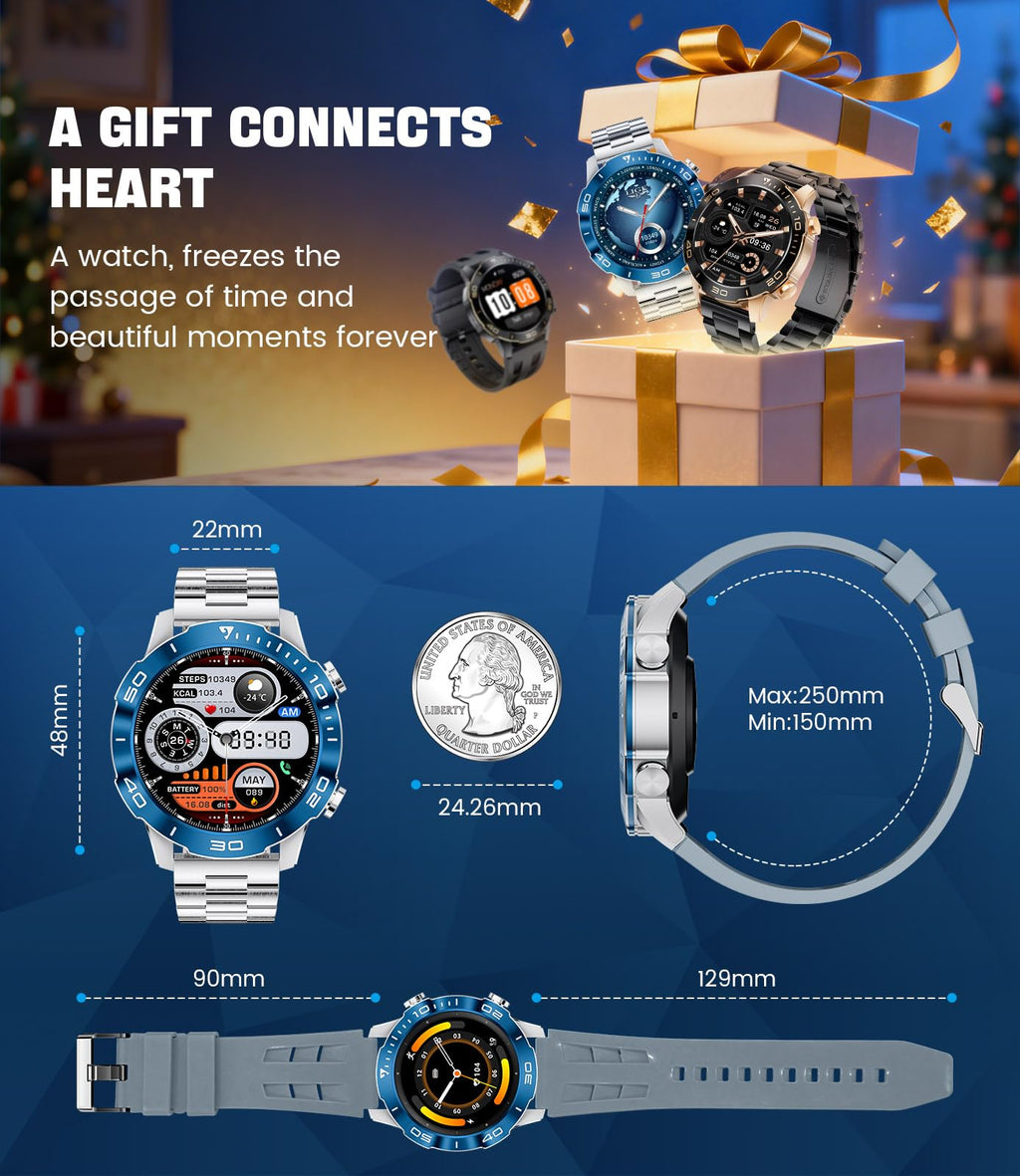 Smart Watch with Heart Rate SpO2 Sleep Monitor IP68 Waterproof Silver Blue 40mm F457533