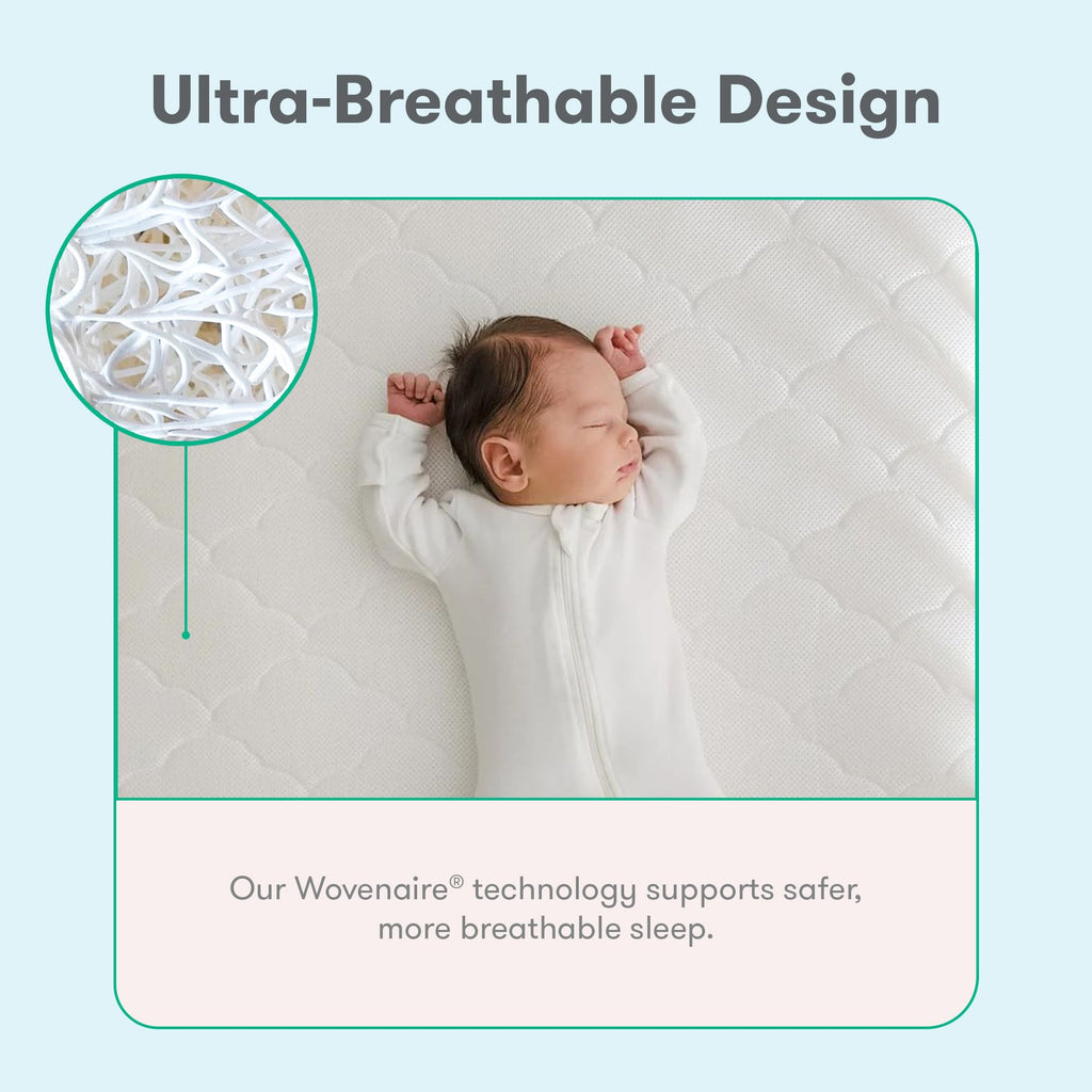 Grey Breathable Washable Crib Mattress & Toddler Bed P984