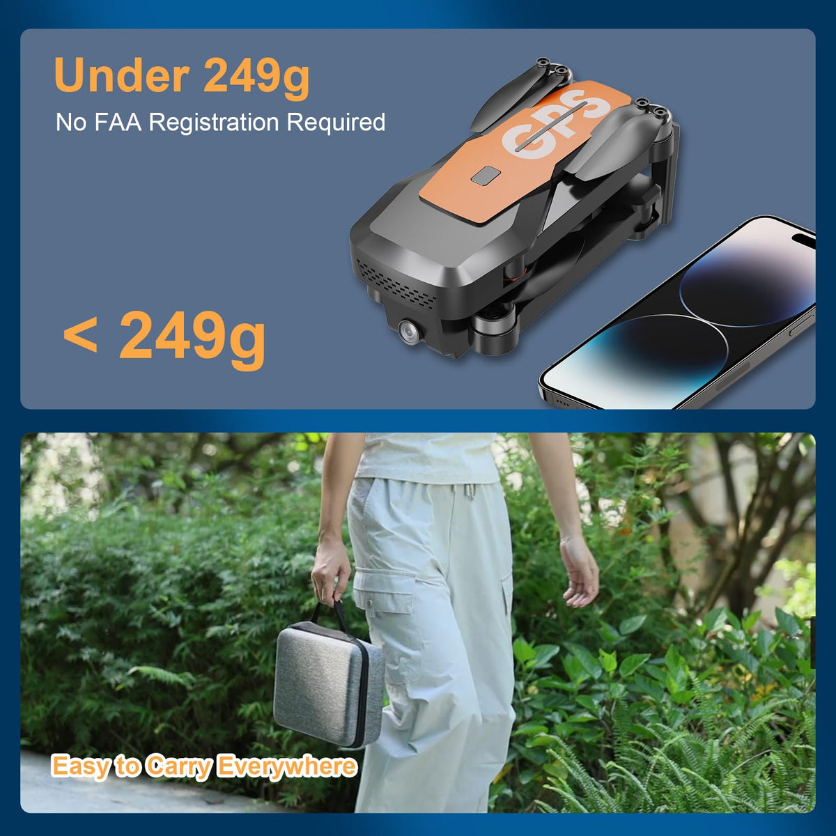 4K Camera Drone with GPS Auto Return Foldable 249g E5422