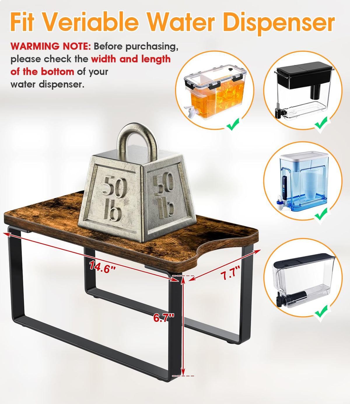 Wood Water Filter Dispenser Stand with Drip Tray F899