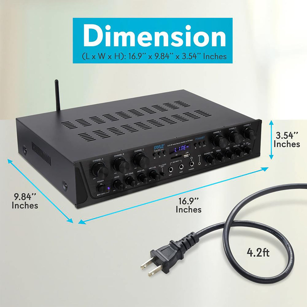 6 Channel 600 Watt Bluetooth Home Audio Amplifier F8973