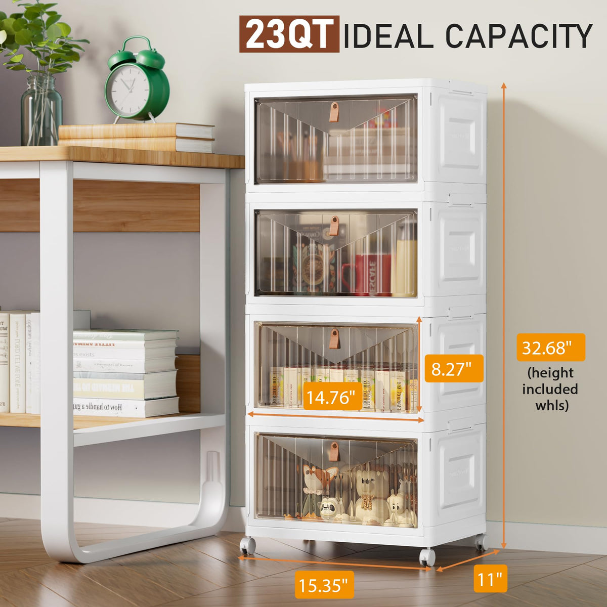 Closet Organizers and Storage with Wheels, 23QT White X997815