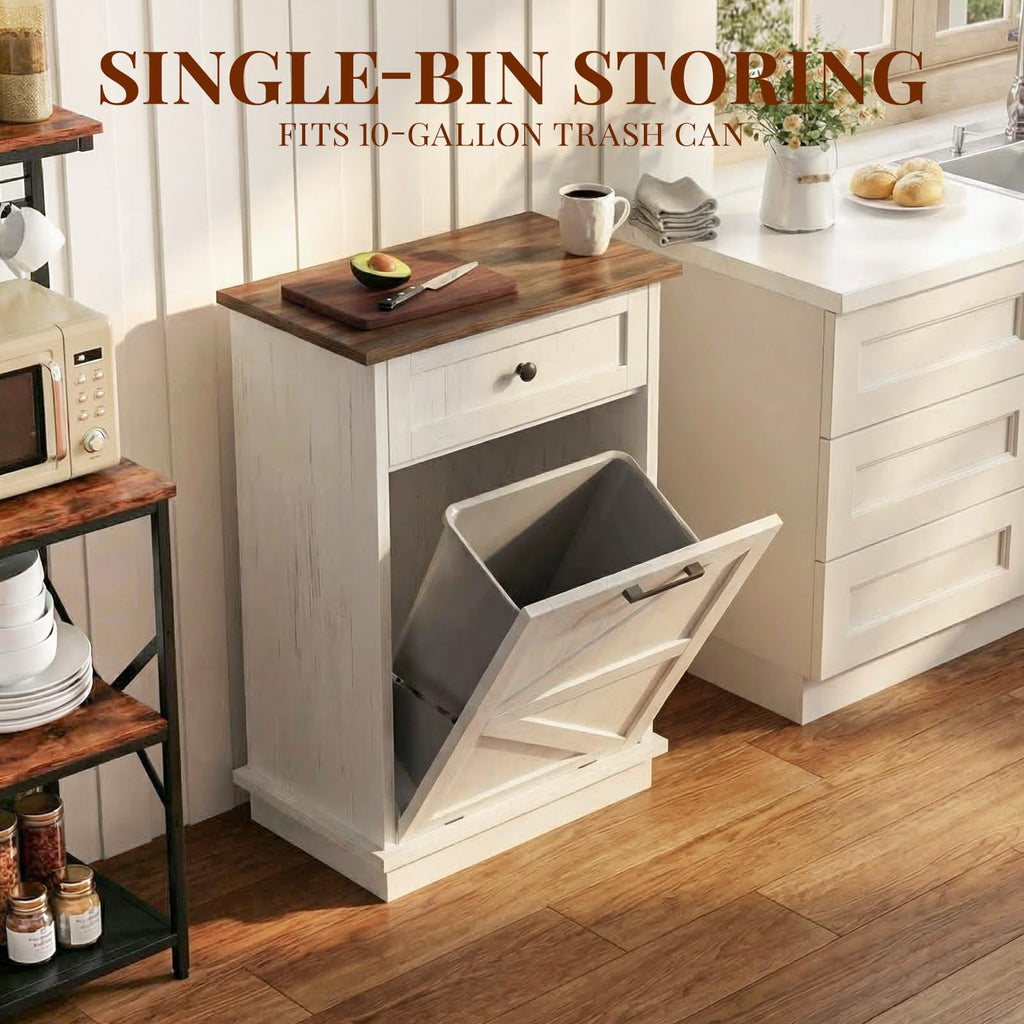 10 Gallon Tilt Out Trash Cabinet with Storage Drawer E616