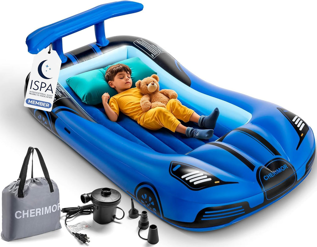 Inflatable Toddler Travel Bed with Safety Bumpers & Auto Pump P873
