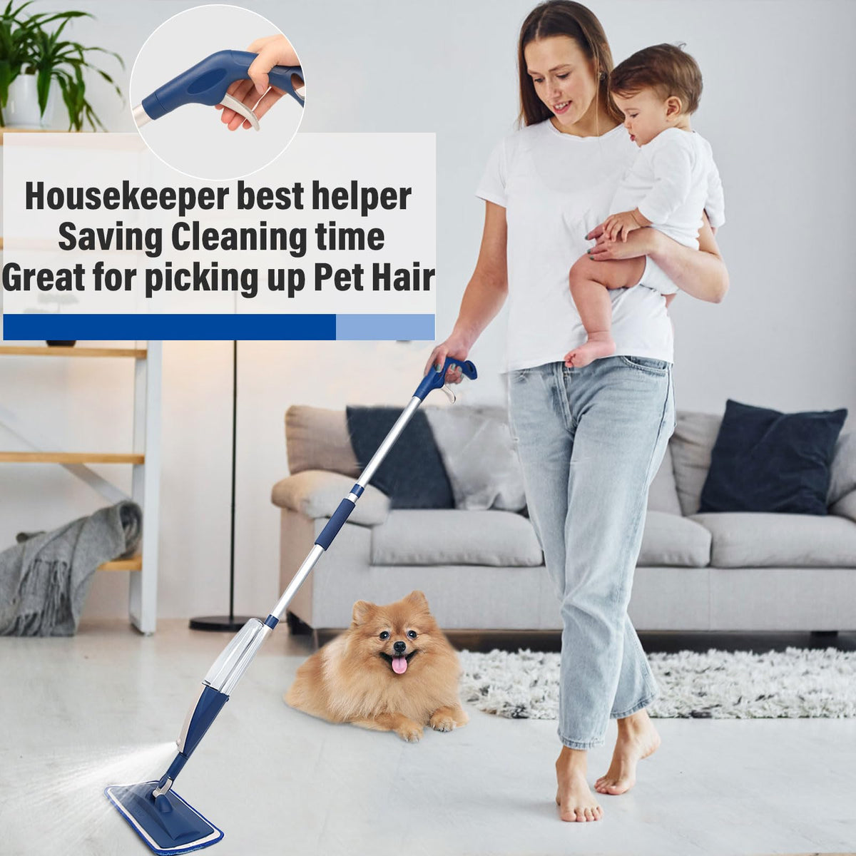 Wet Spray Mop with 14 oz Bottle & 3 Microfiber Pads Q279