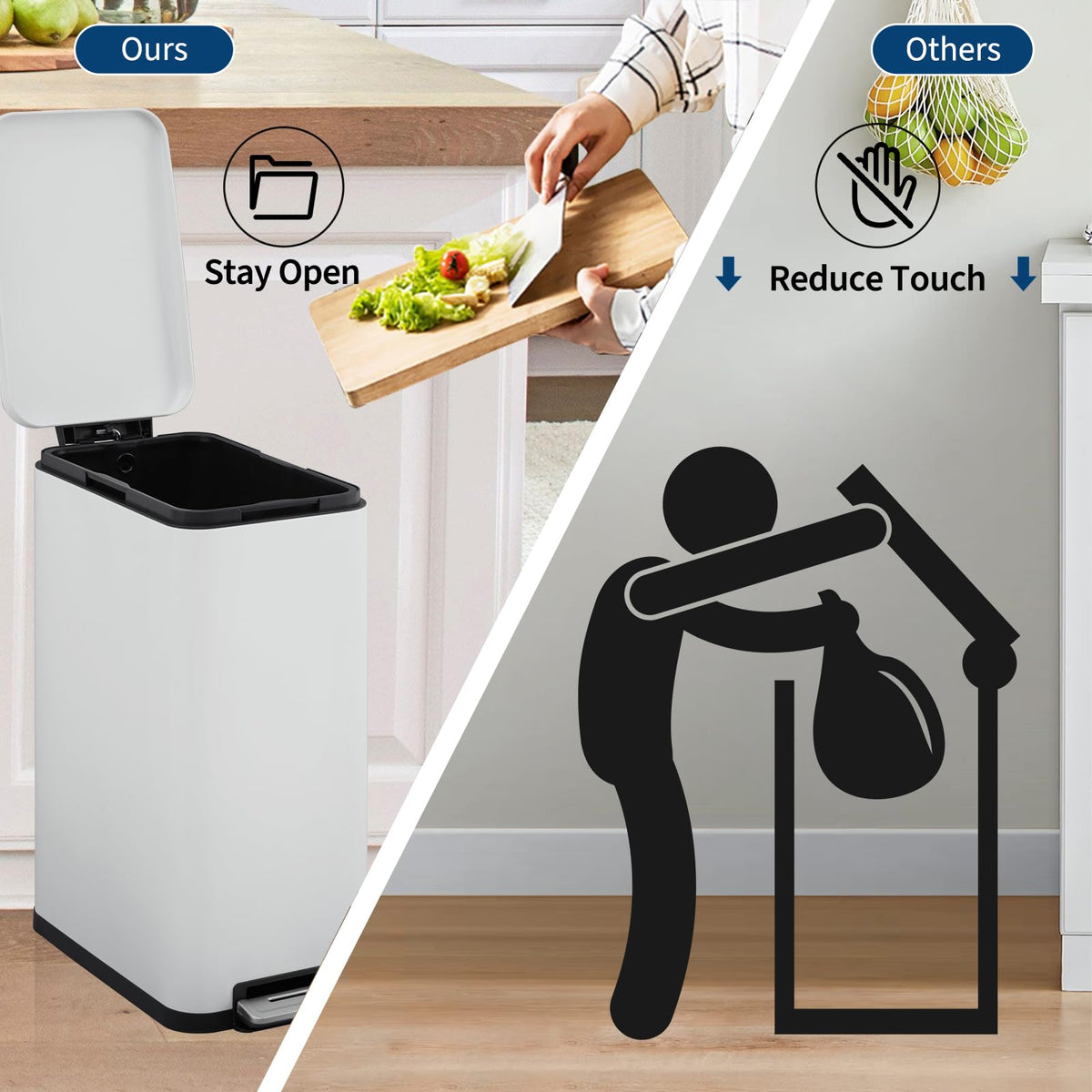 13.2 Gallon Stainless Steel Step Trash Can with Lid Q873380