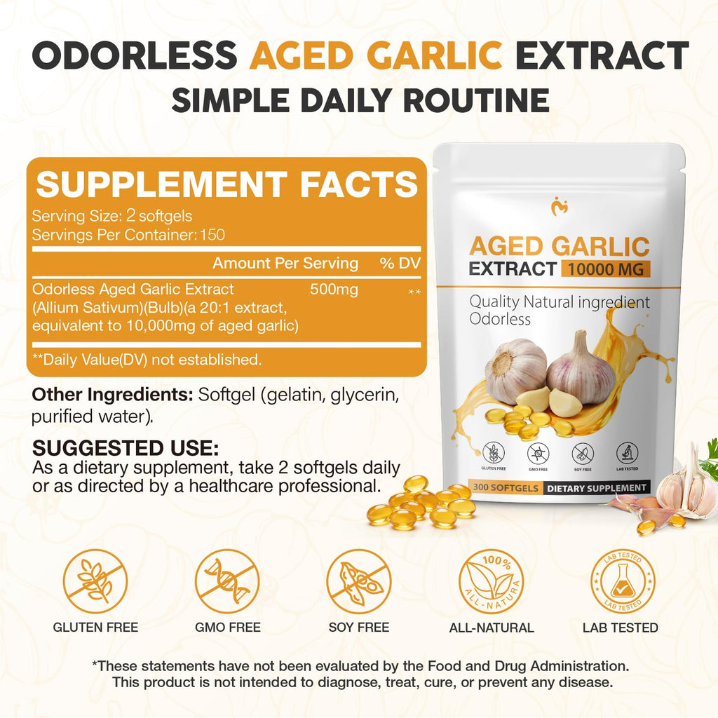Odorless Garlic Supplements 300 Softgels M773451
