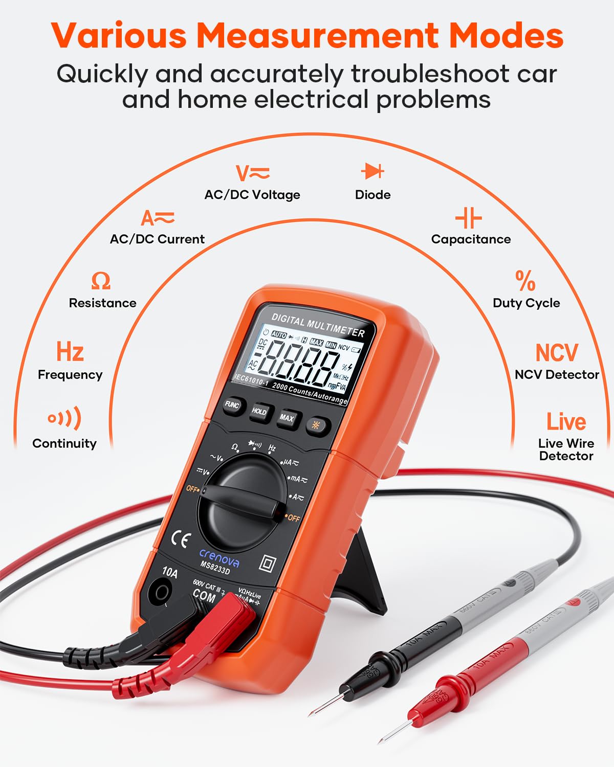 Auto-Ranging Multimeter TRMS 6000 Counts U18198