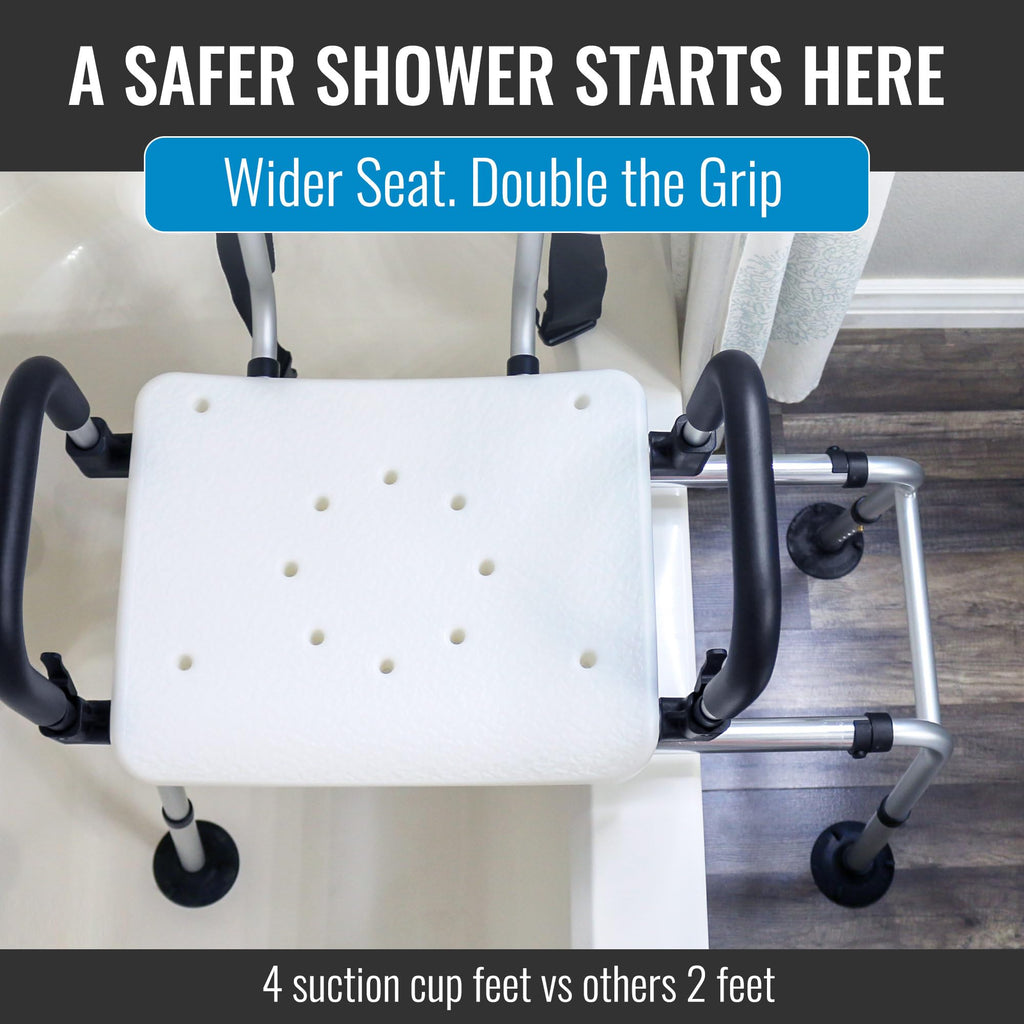 Extra-Wide 360lb Capacity Non-Slip Padded Shower Chair & Transfer Bench B43786