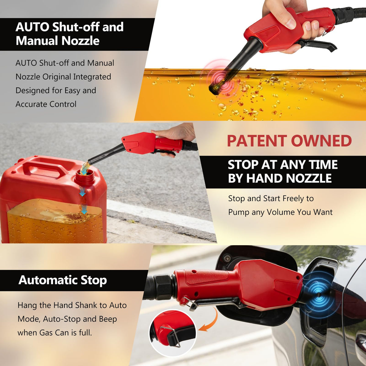 Cordless Gas Pump with Auto-Stop & Hand Nozzle, 51" Hose B26016