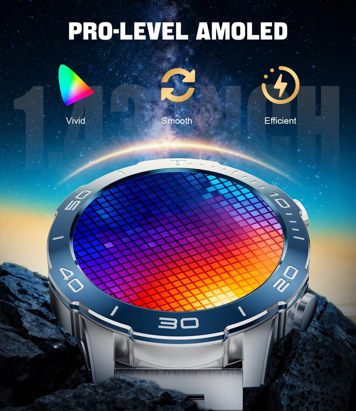 Smart Watch with Heart Rate SpO2 Sleep Monitor IP68 Waterproof Silver Blue 40mm F457533