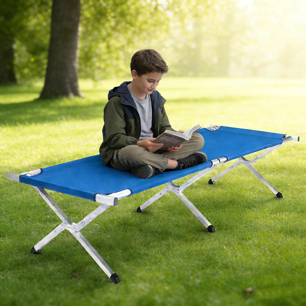 Folding Camping Cot with Carry Bag, Blue M449996