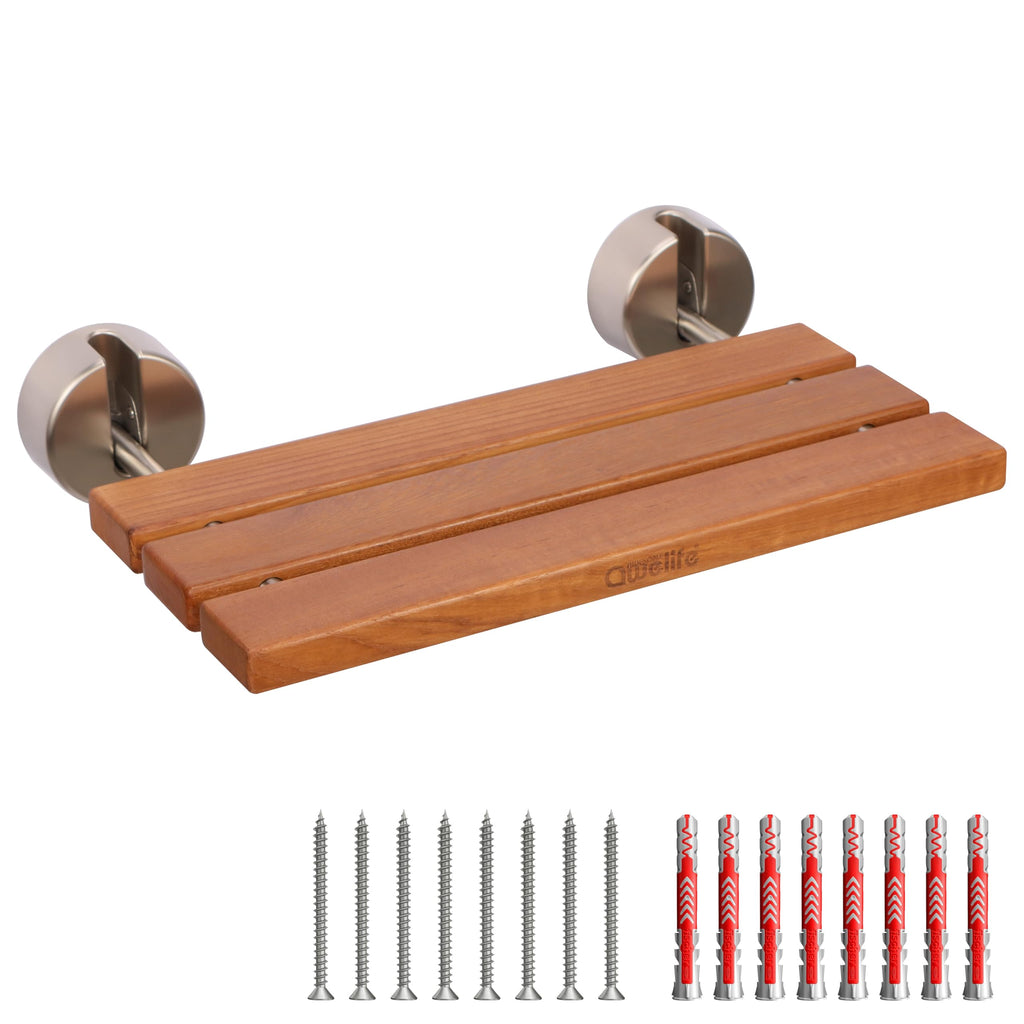 20" Teak Folding Shower Seat Wall Mount M7661