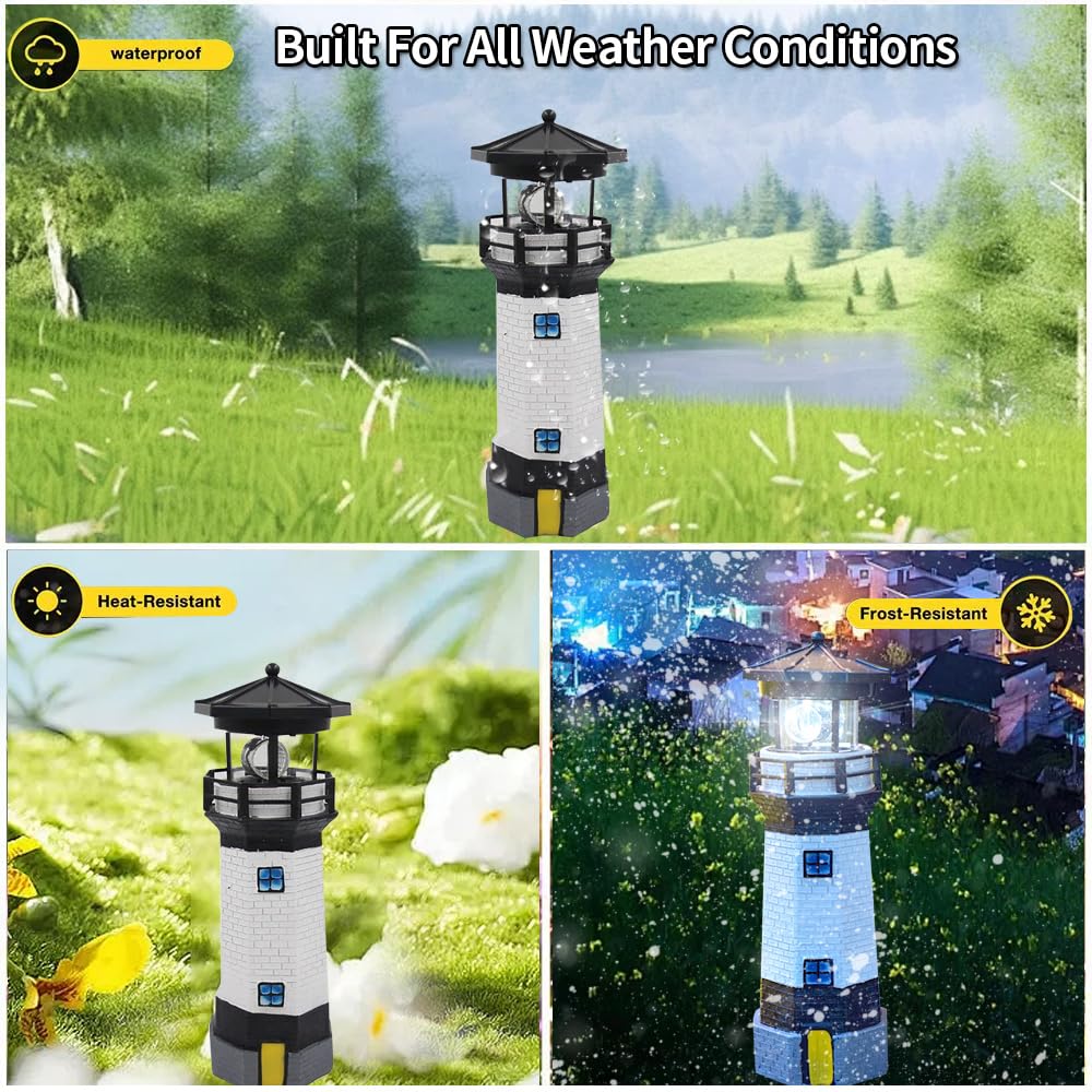 Black and White Solar Lighthouse Decorative Lights J465