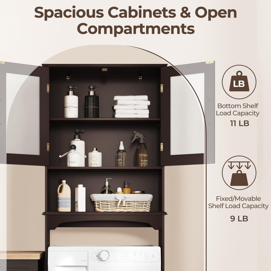 Over the Toilet Storage Cabinet with Glass Doors B43402