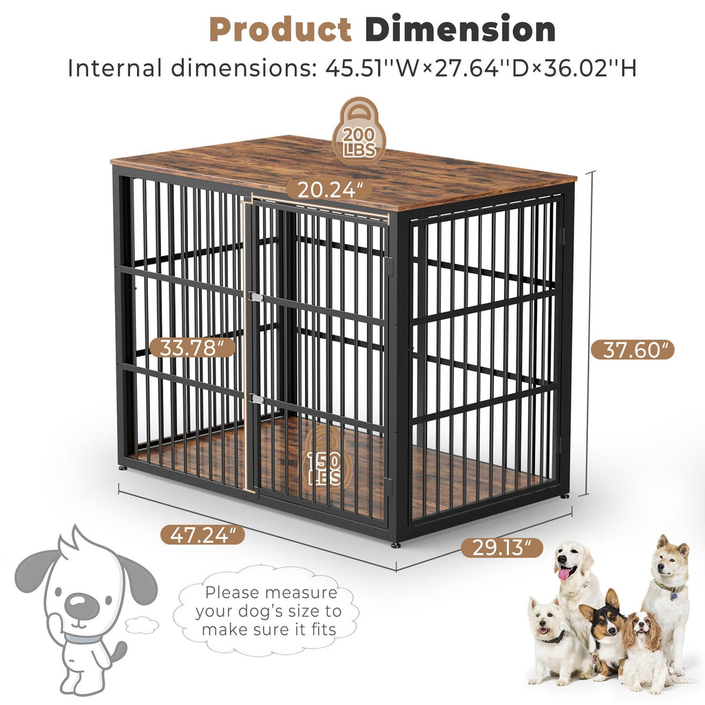 48'' XXL Dog Crate Furniture with 3 Doors U9095