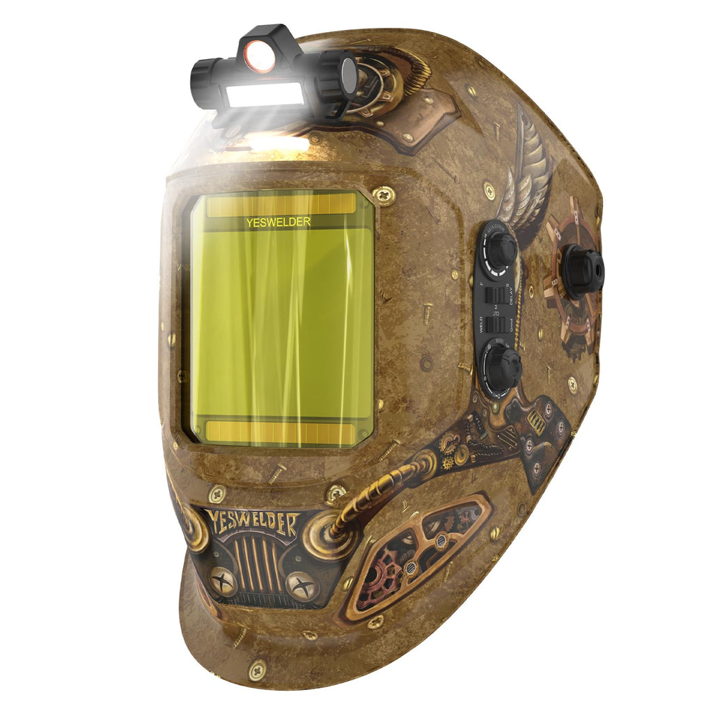 Auto-Darkening Welding Helmet with USB LED Work Light C59712