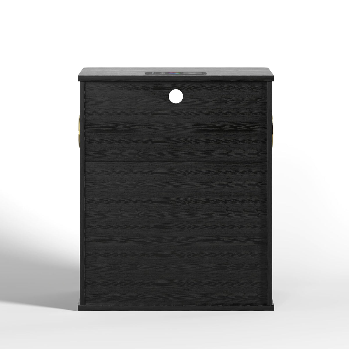 Black Smart Nightstand with Bluetooth Speaker, LED Lights, Wireless Charging, 2 Drawers & Open Shelf B366