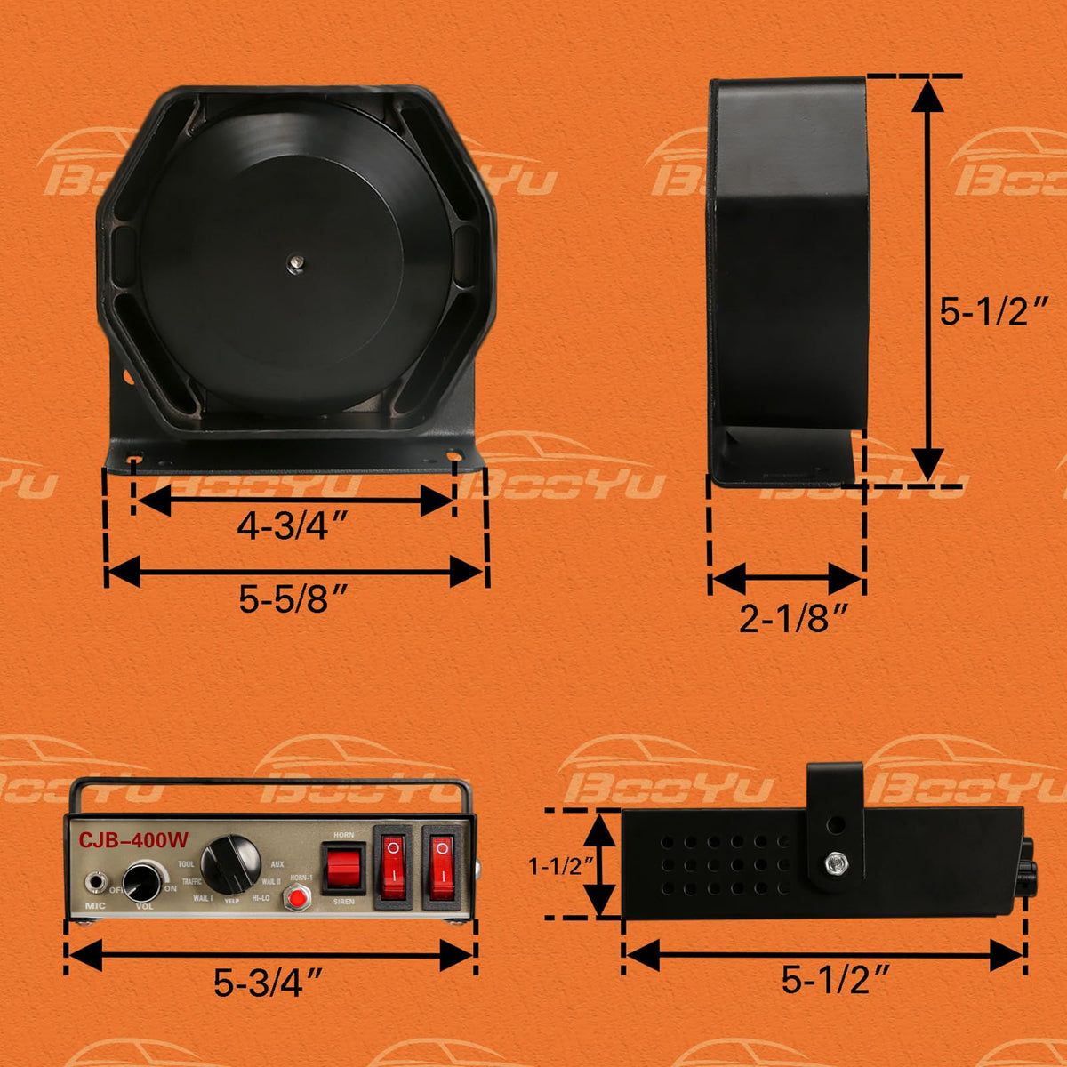 12V 400W 9 Tones Warning Emergency Siren PA System with Handheld Microphone K772928
