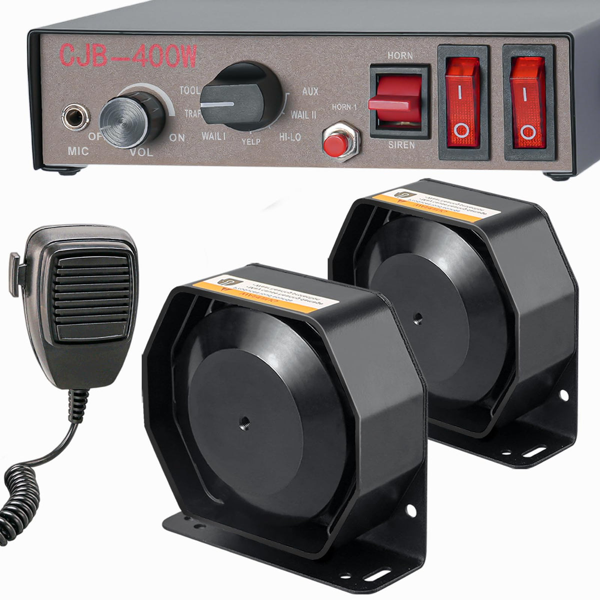 12V 400W 9 Tones Warning Emergency Siren PA System with Handheld Microphone K772928